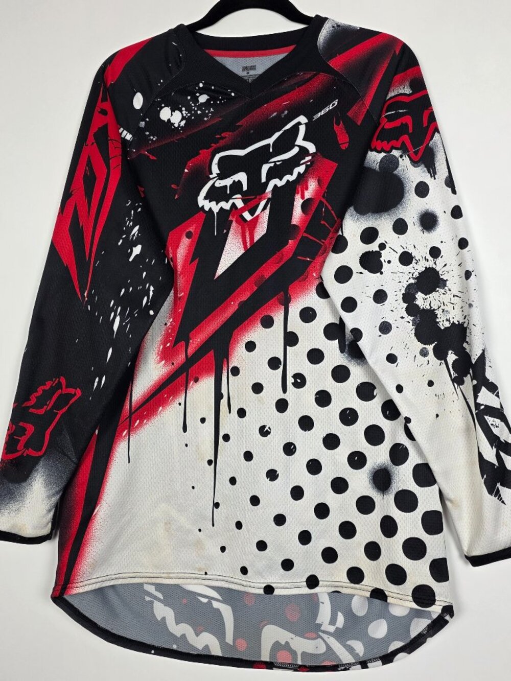 Fox 360 Riot Black Red Racing Y2K Mens Medium Long Sleeve Motocross Jersey